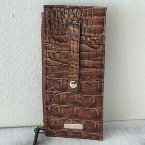 Brahmin Card Case Mystical Ombre Melbourne Wallet Croc-Embossed Leather Brown